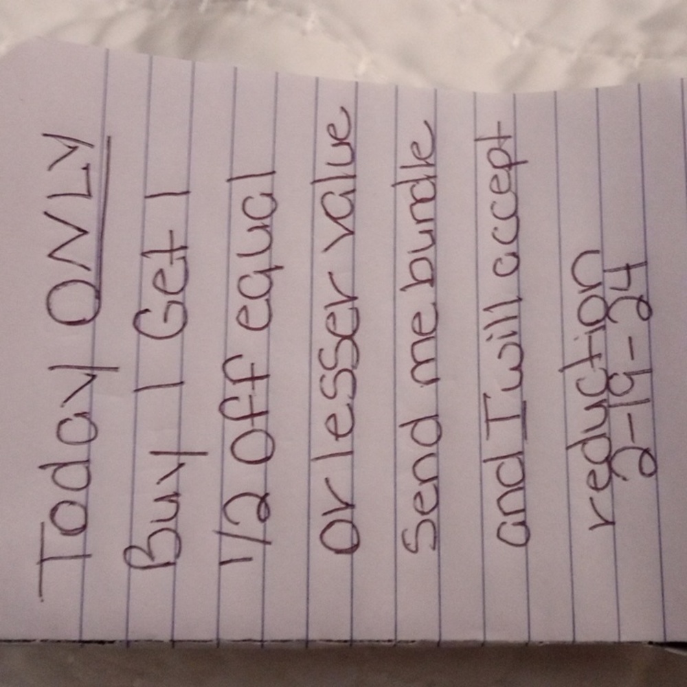 Buy 1 get 1 half off equal or lesser value today only